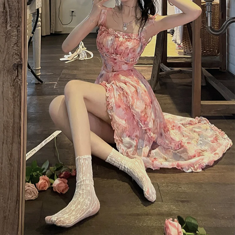 

Женское платье с цветочным рисунком, облегающее платье с квадратным вырезом и асимметричным дизайном