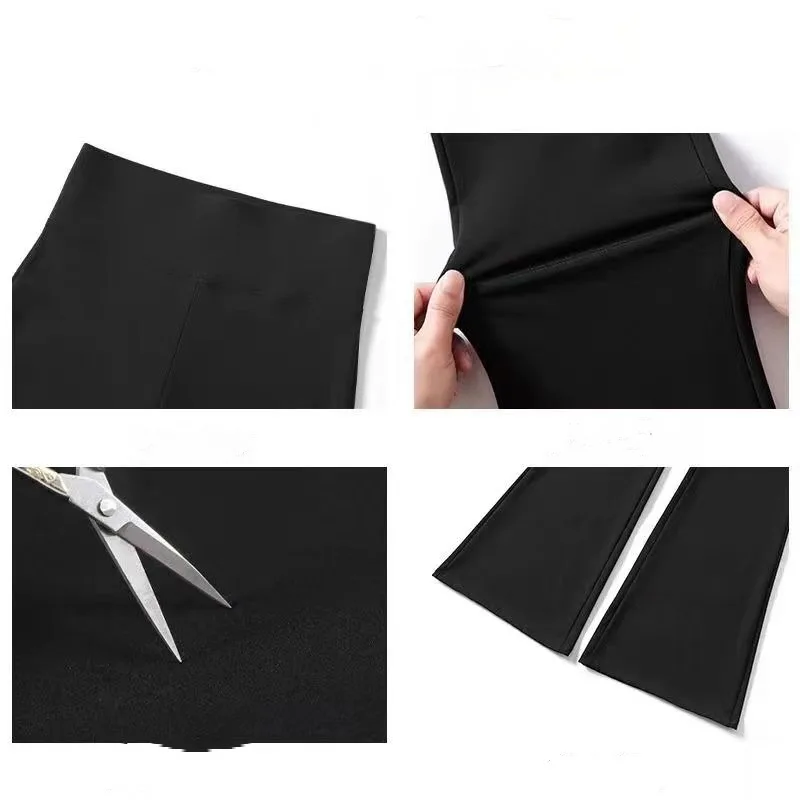 Women's Spring and Summer Fashion High-waisted Solid Color Elasticized Slim-fitting Straight Bootcut Casual Sporty Flare Pants