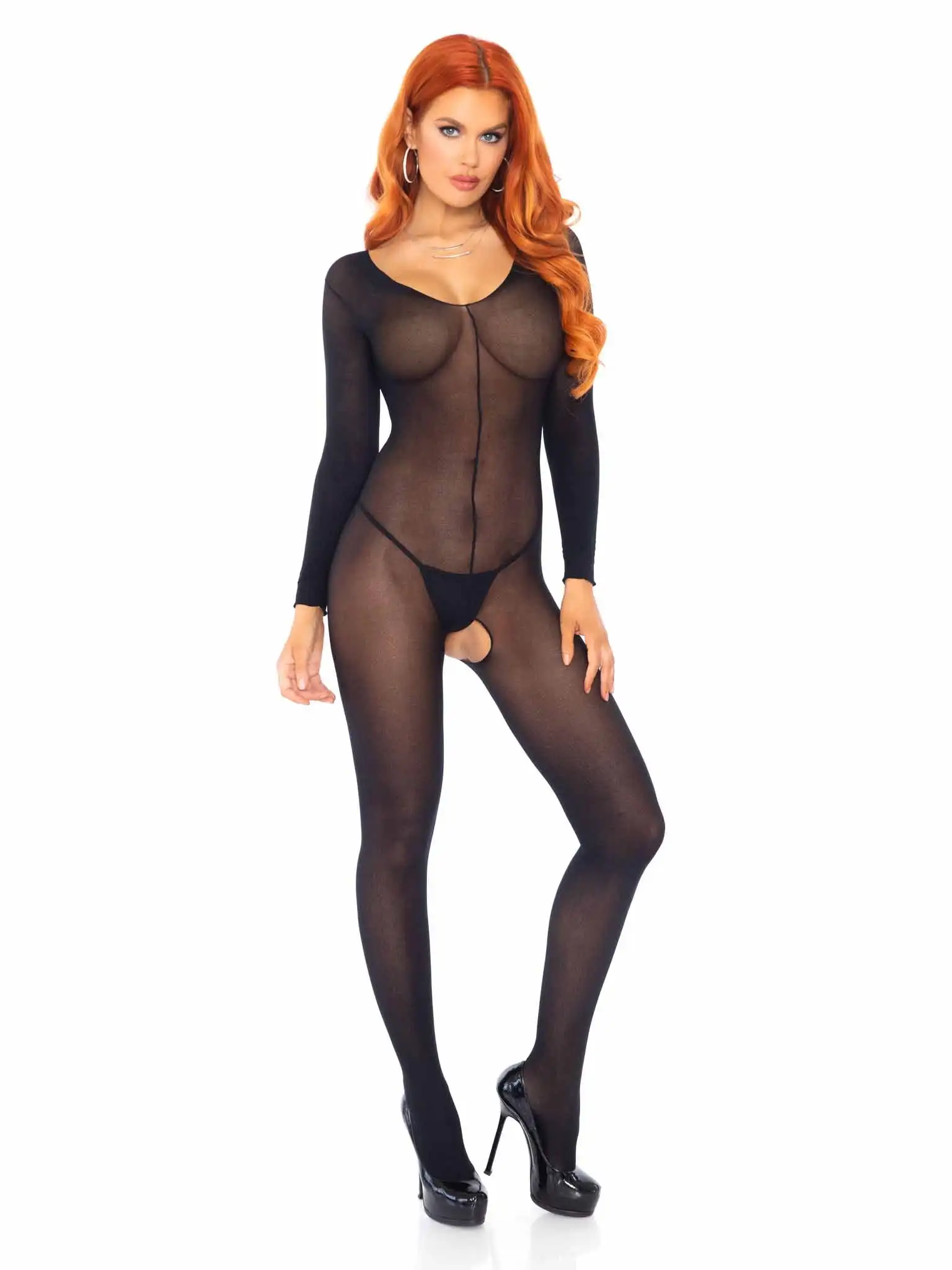 Sexy Adult Female Women Erotic Lingerie Stockings Open Crotch Mesh Bodystocking Fishnet Babydoll Crotchless Bodysuit Underwear