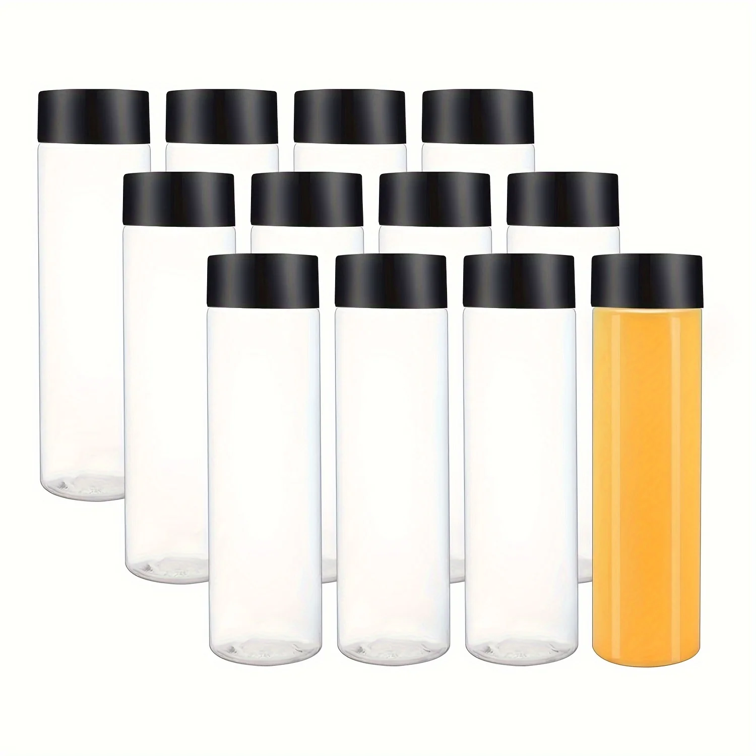 Portable Plastic Fruit Juice Bottle 12pcs Clear Bulk Container For Indoor/Outdoor Camping Drink For Fridge Bar Supplies