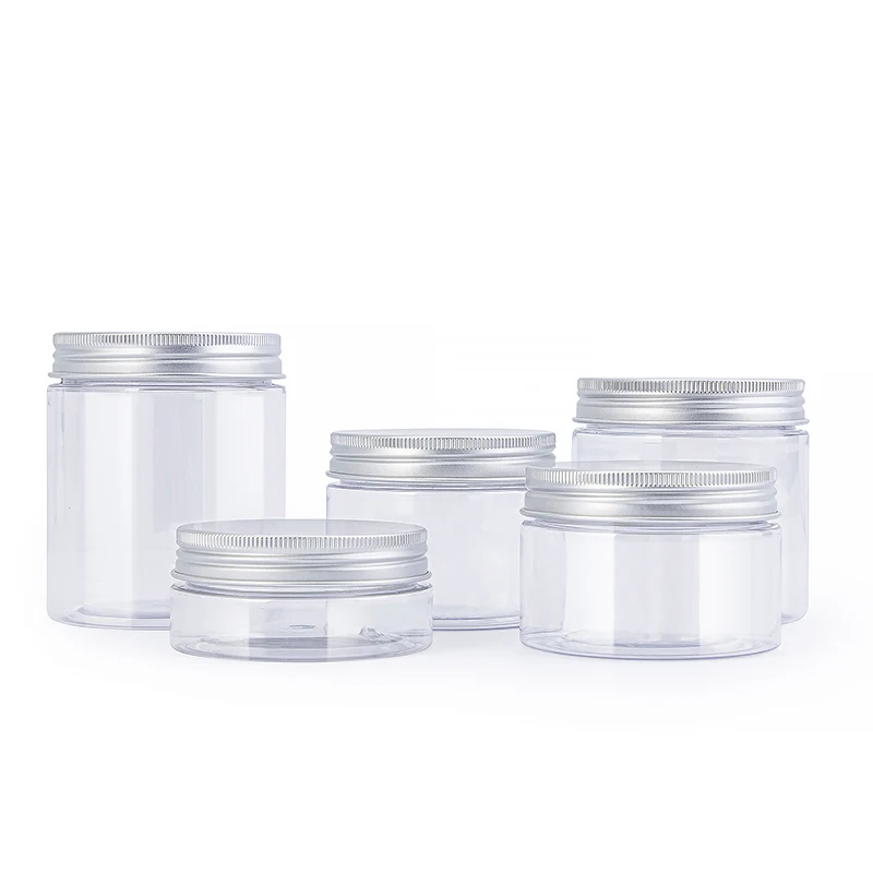 

10pcs/50ml120ml plastic Cream Jars with Aluminum Lid Empty Containers sample Refillable Cosmetic Vials for Salve Lotion,mask