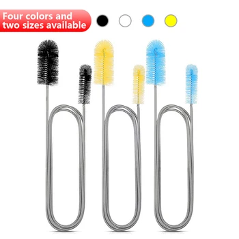 Aquarium Cleaning Brush for Water Hose Lily Pipe Air Tube Stainless Steel Flexible Bent Tube Double Head Brush Fish Tank cleaner