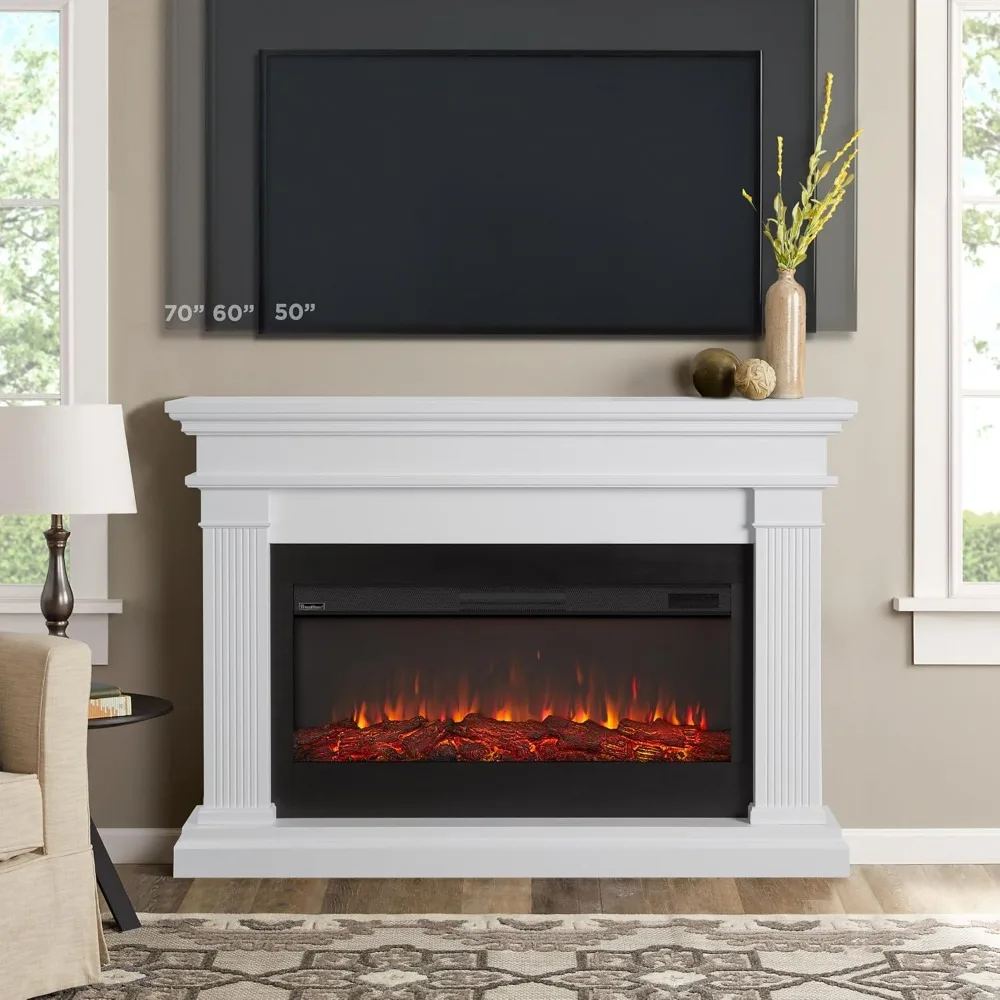 59" Landscape Electric Fireplace with Mantel for Living Room or Bedroom, Replaceable Fireplace Insert Heater, Log and Flame 5