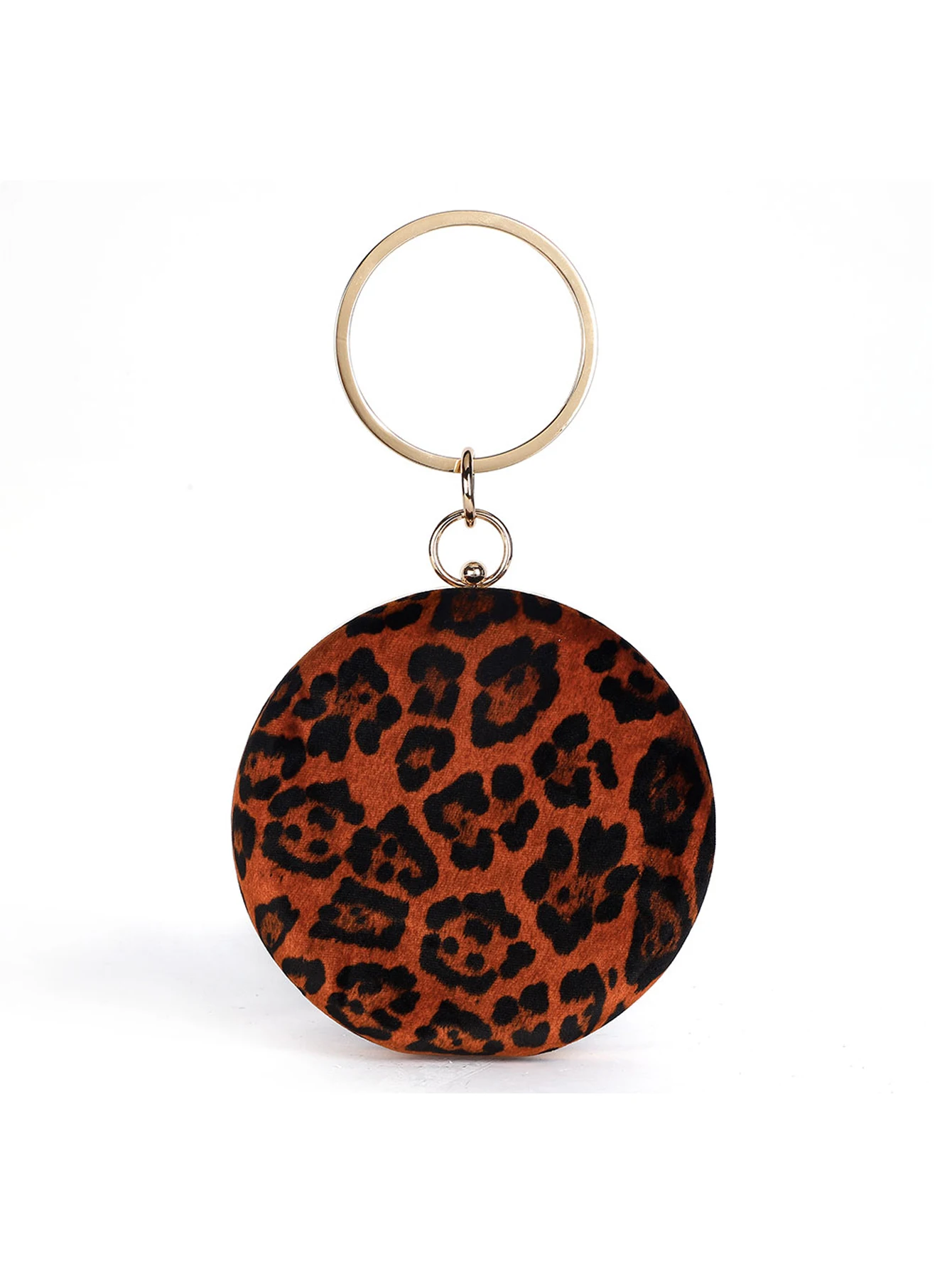 

Leopard Print Round Handbag Fashion Evening Bag Casual Women's Chain Bag Black Party Purse Shoulder Bag