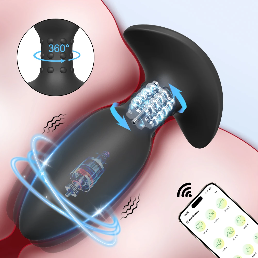 APP Anal Plug Butt Plug Sexspielzeug für Männer Wackeln Prostata Massagegerät 360° °   Rotationsvibrierender Analvibrator, Sexspielzeug für Männer und Frauen 1