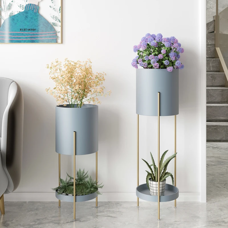 Discount Nordic Iron Balcony Plant Stand Multi-layer Light Luxury Indoor Flower Rack Floor Type Durable Living Room Shelf