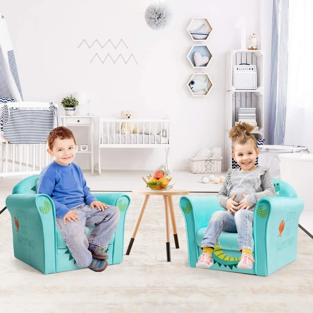 Children's Sofa Armrest Chair with Pattern, Toddler Furniture w/Sturdy Wood Construction, Preschool 2