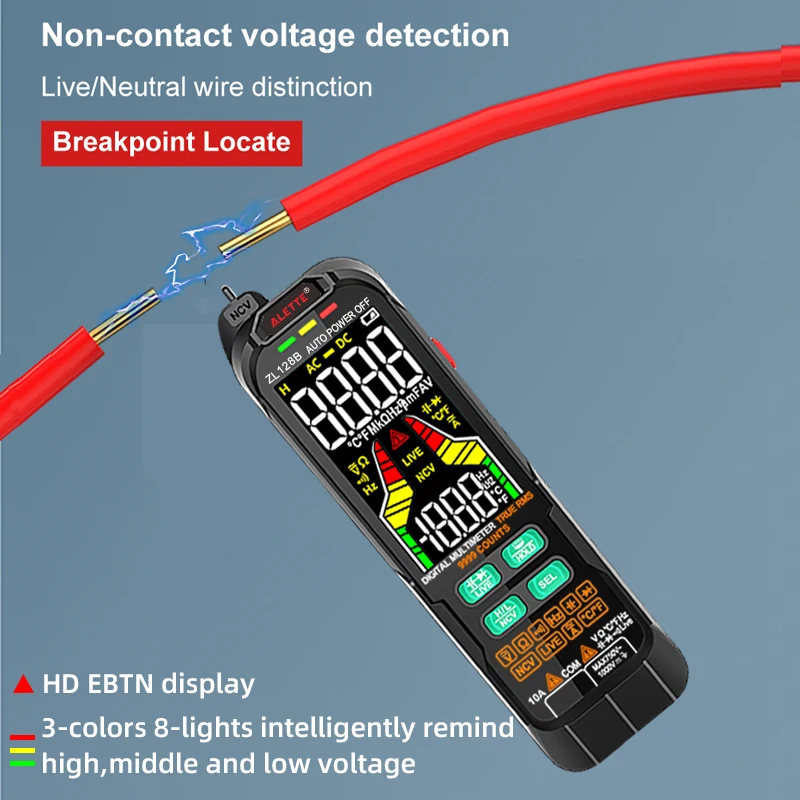 ZL128B TRUE RMS Smart Pen Multimeter Digital Voltage Tester DC/AC Voltmeter Non-contact Resistance Diode Live Wire Hz Test Pen