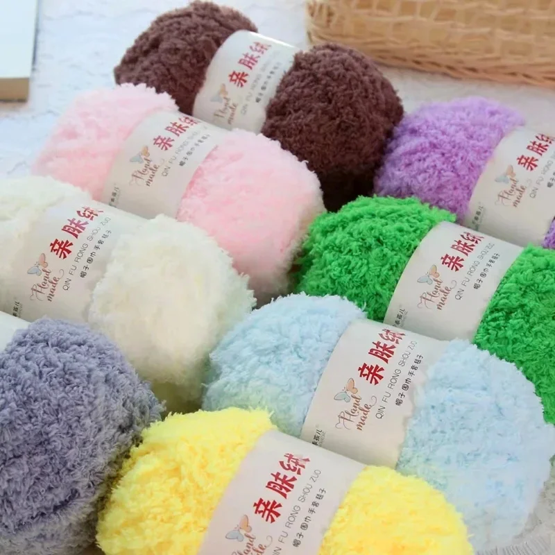 250g Soft Thickness Yarn Mix Color Polyester Wool DIY Woollen Big Soft  Knitting Crochet Hand Woven Chenille Hand-woven Thread - AliExpress