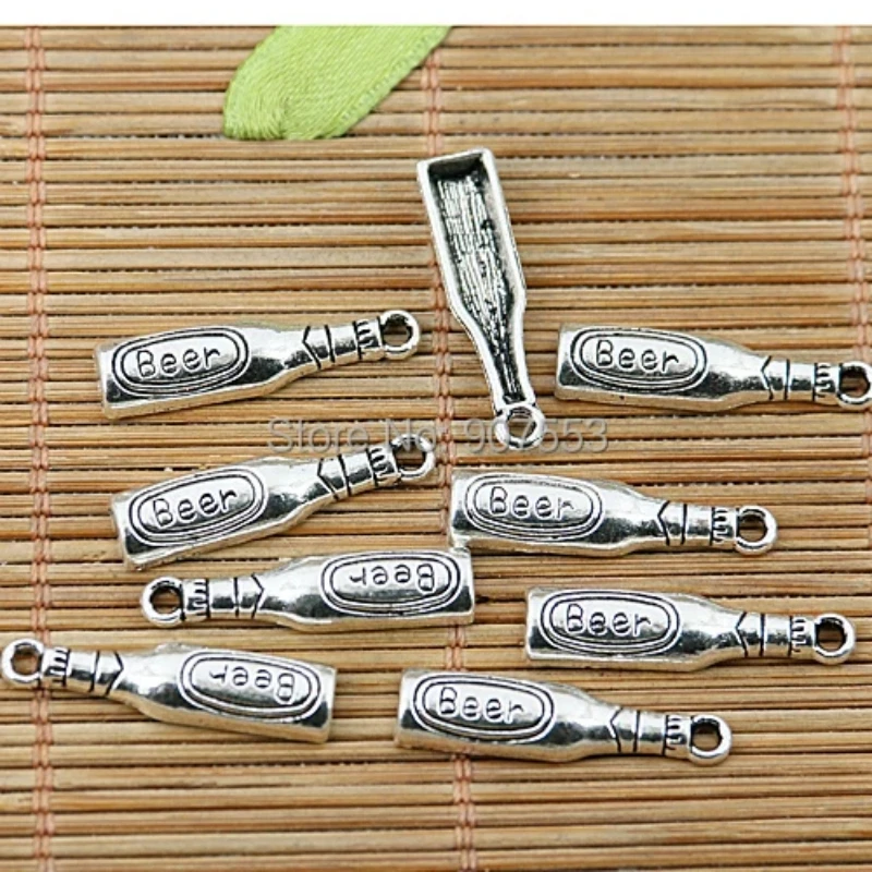 

30pcs 24*6mm Tibetan Silver Tone Beer Bottle Charms EF1967 Charms for Jewelry Making