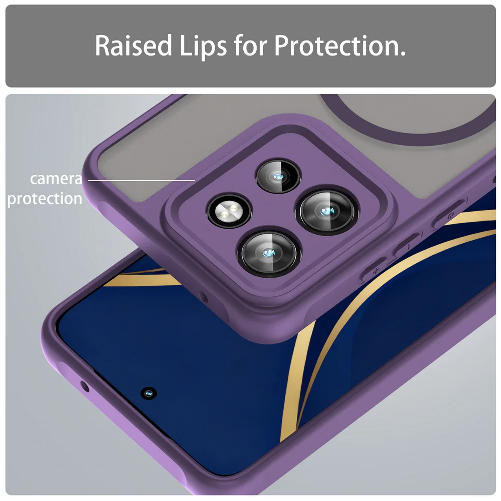 Matte Clear Airbag Shockproof Magnetic Case with Wireless Charging Compatibility