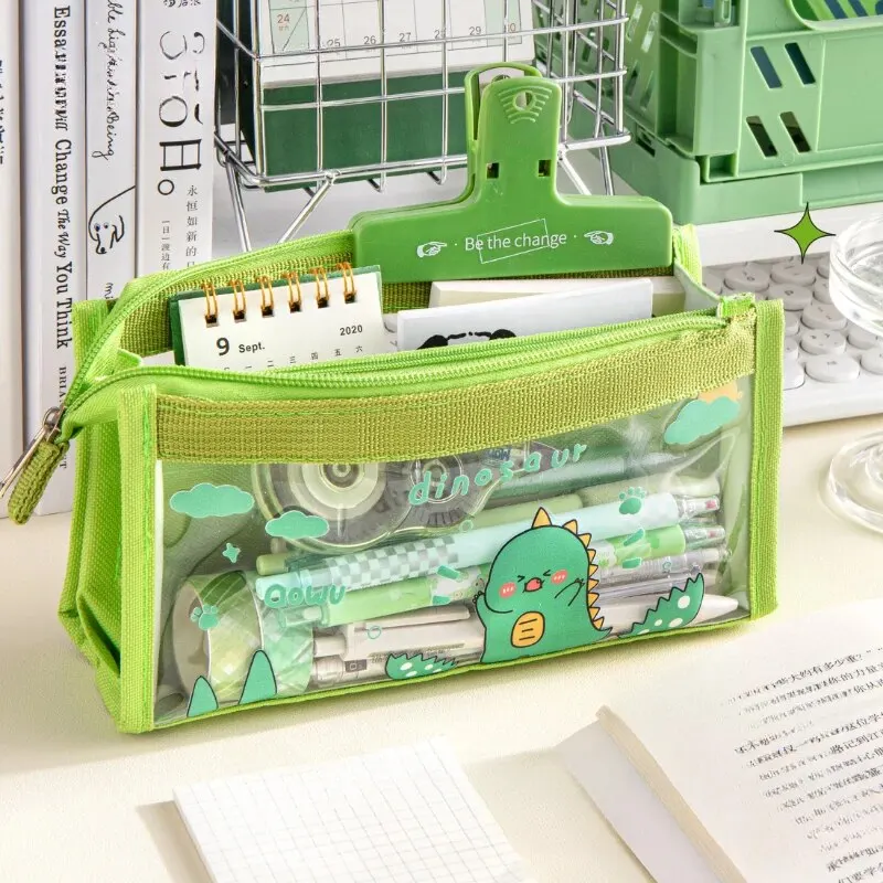 Pencil Case Cute Cartoon 6-layer Transparent Multi-functional Storage Stationery Box School Supplies 1pc