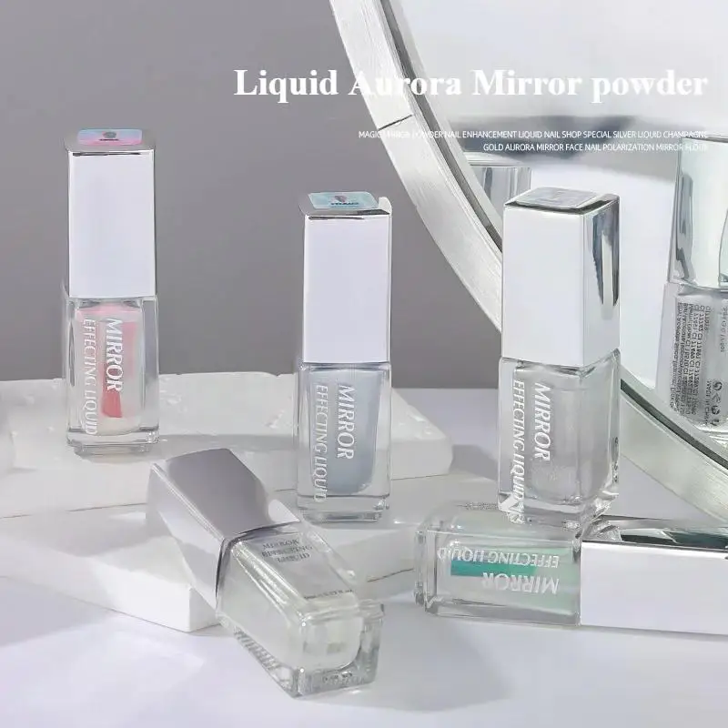 Liquid Auroras Nail Powder Liquid Moonlight Pigment Chrome Mirror Fingernail Decoration Long-lasting Aurora Nail Gel