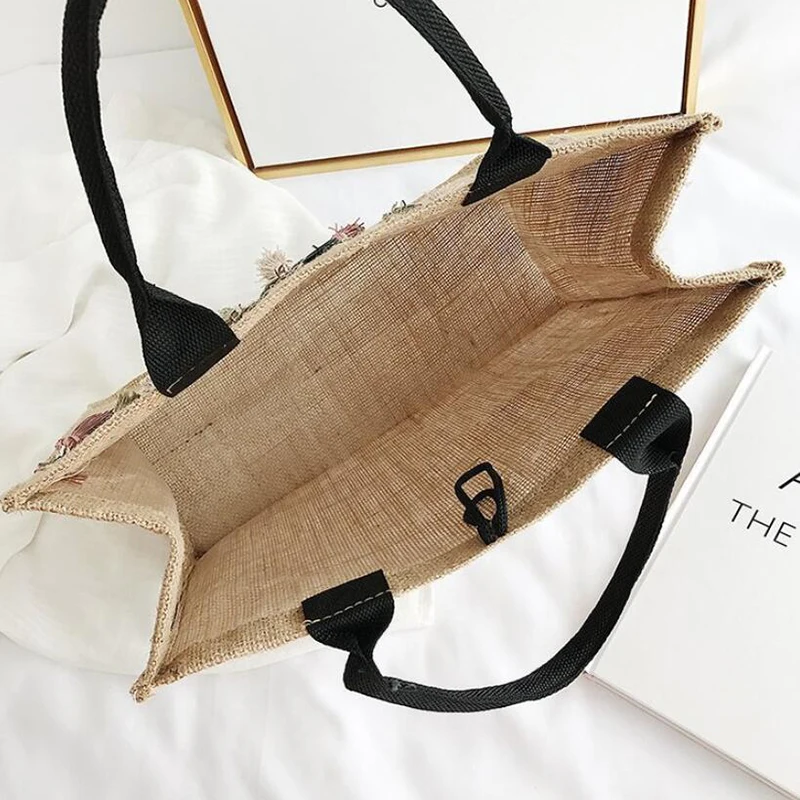 Women Handbags Large Capacity Linen Totes Lady Tassel Shoulder Bag Summer Beach Bags Casual Travel Luxury Designer Shopping Bag