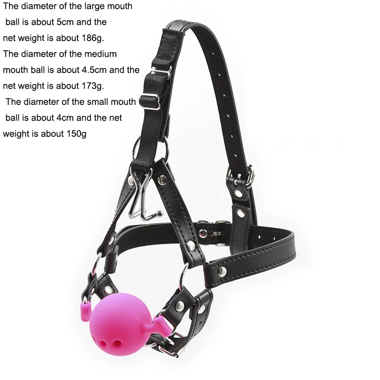 Bâillon boule en silicone avec masque crochet nasal bdsm_voghion.com