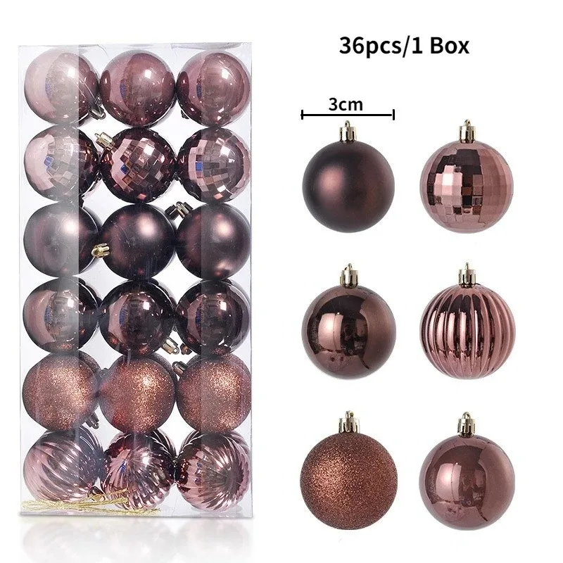 24/36 piezas de bolas de Navidad, adornos para árbol de Navidad, decoración para el hogar, habitación, Año Nuevo, colgante de bola de Navidad, accesorios de bricolaje