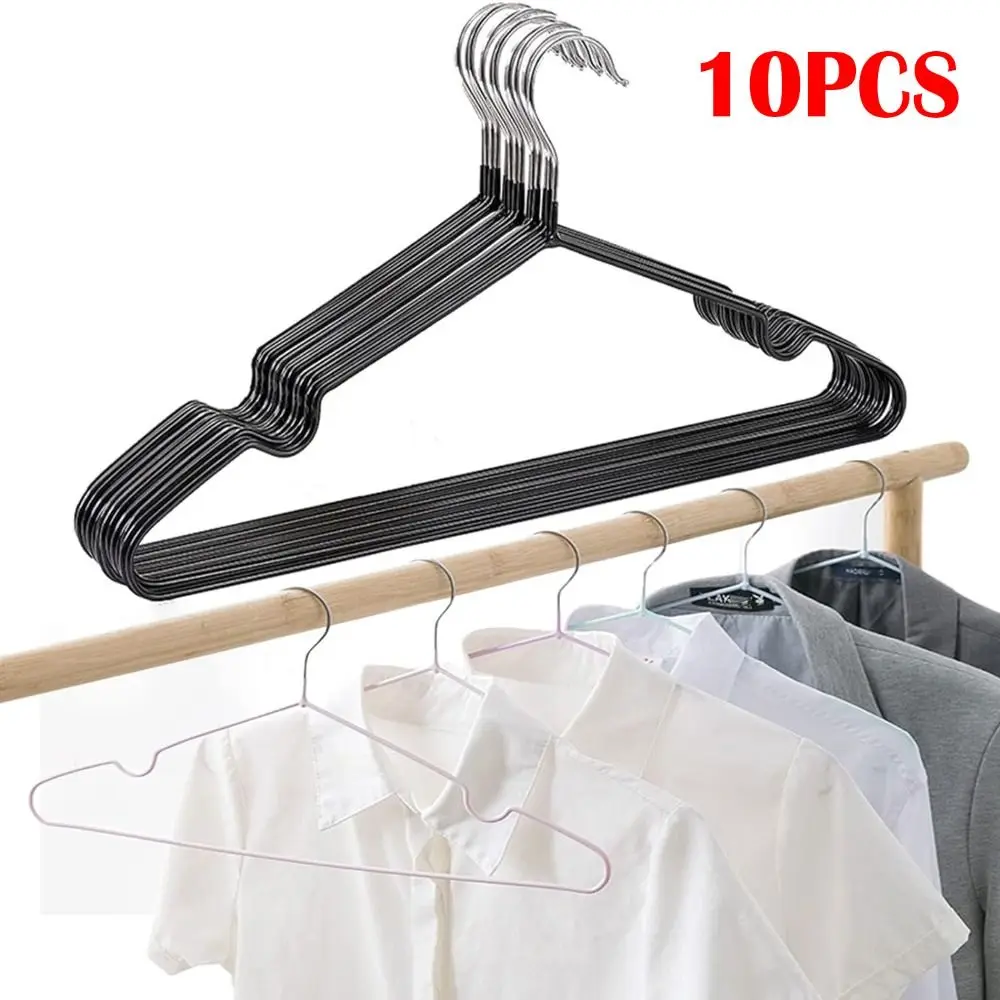 Clothes hanger 10PCS Non-Slip Rubber Coated Metal Shirt Blouse Hanger Heavy Duty Coat Suit Rack with Round Notches Dress Holder