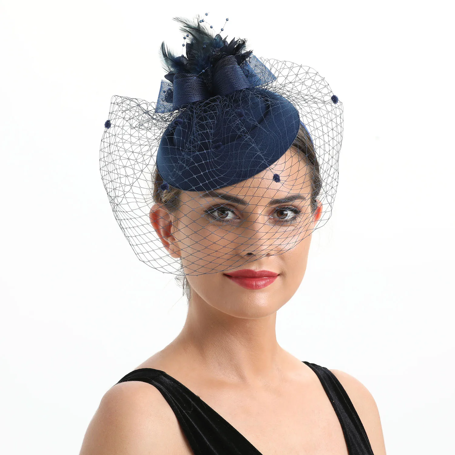 Bride Headband Wedding Hat With Veil and Clip Fashion Hat