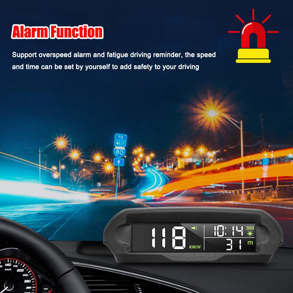 Car Solar Wireless Headup Display GPS LCD Digital Speedometer Overspeed Alarm KMH/MPH Time/Altitude/Temperature/Speed Display car hud display,car head up display,car display screen