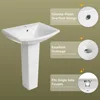 Modern ‎‎‎Rectangular Sytle Pedestal Sink for Tiny Bathrooms, L Pedestal Sink Combo with Overflow and 1 Pre-Drilled Faucet Hole 4