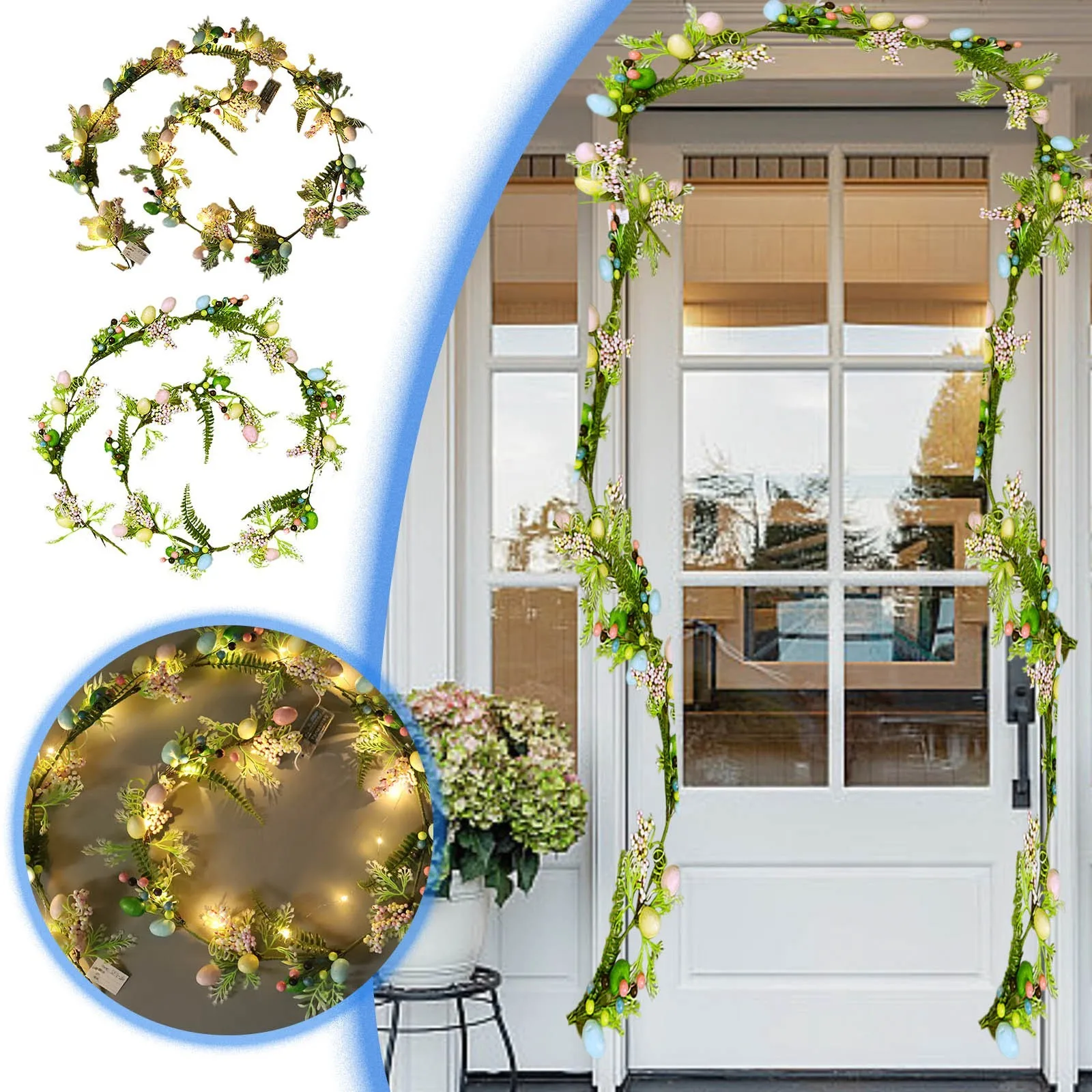 

Easter Decoration Foam Eggs Flowers Wall Hanging Rattan Holiday Door Decorations Easter Decorations Event Planner Organizer 2022