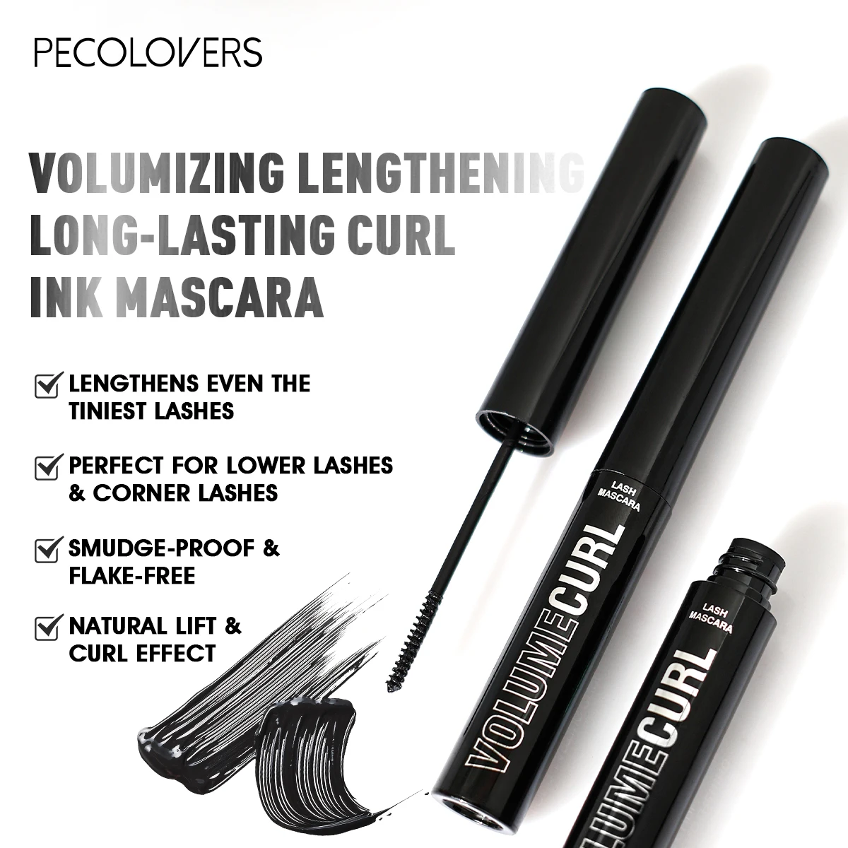 Waterproof Slim Mascara For Long Curly Eyelashes Black_voghion.com