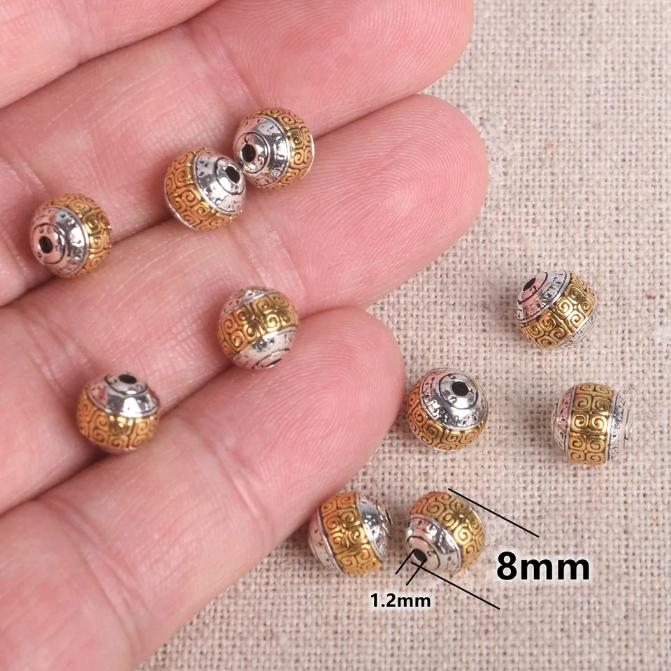 REXOUS 60 pcs Chinois Noeud Coeur Charmes Tibétain Argent Ton