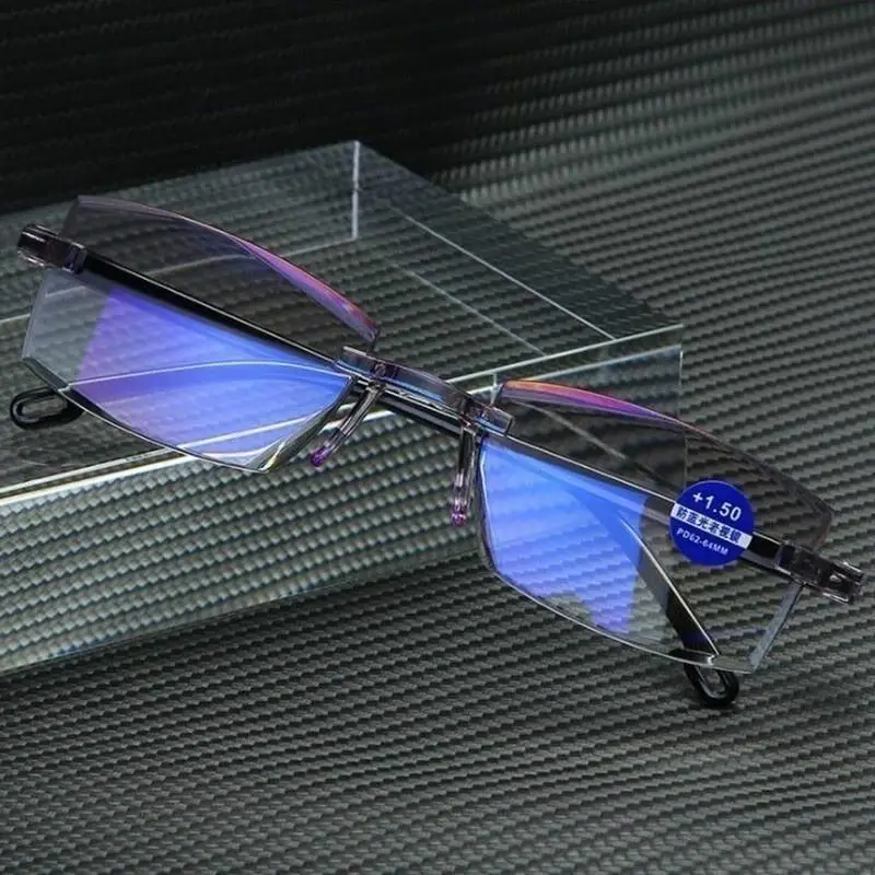 

Clear Glasses Frameless Glasses Women Men Computer Glasses Myopia Glasses Degrees -1.0 To -4.0 Blue Light Blocking Glasses