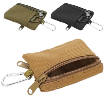 Mini Key Card Case Outdoor EDC Molle Pouch Wallet Mini Portable Key Card Case EDC Pouch Bag Coin Purse with Carabiner