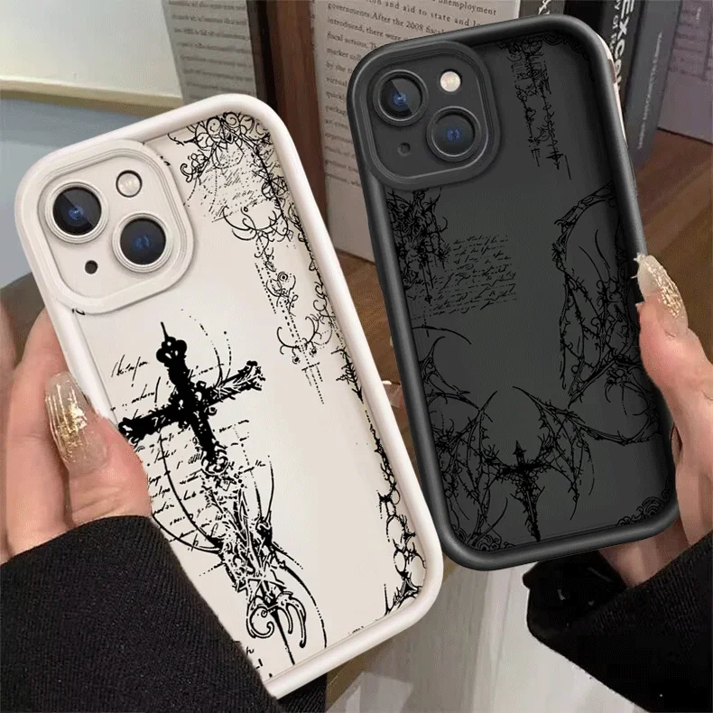 Luxury Dark Gothic Cross Mark Phone Case - Elegant Protective Casing