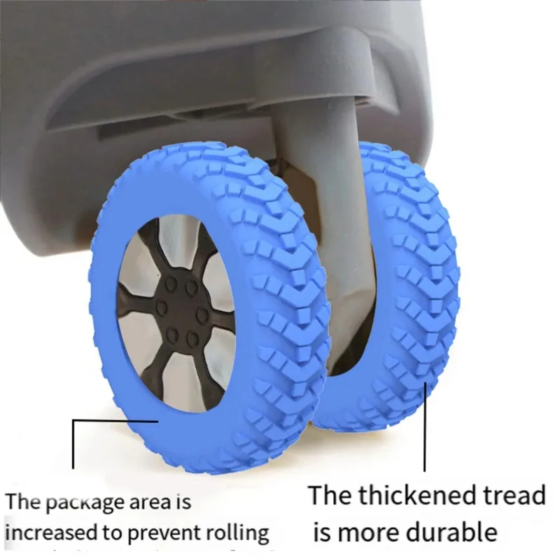 1/12Pcs Thicker Luggage Wheels Protector Reduce Noise Travel Luggage Suitcase Chair Wheels Cover Texture Luggage Bag Accessories