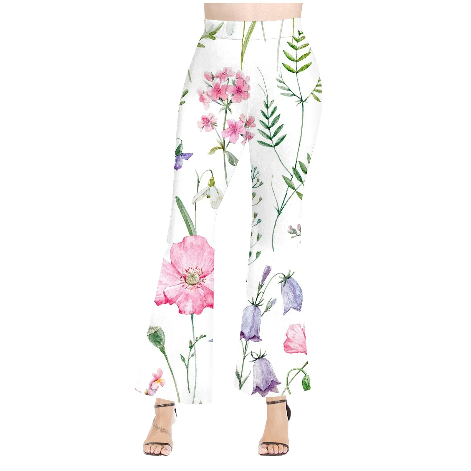 

Women's Casual Yoga Flared Pants Water Ripple Printed Slim Fit High Waist Bell Bottom Trousers pantalones de mujer