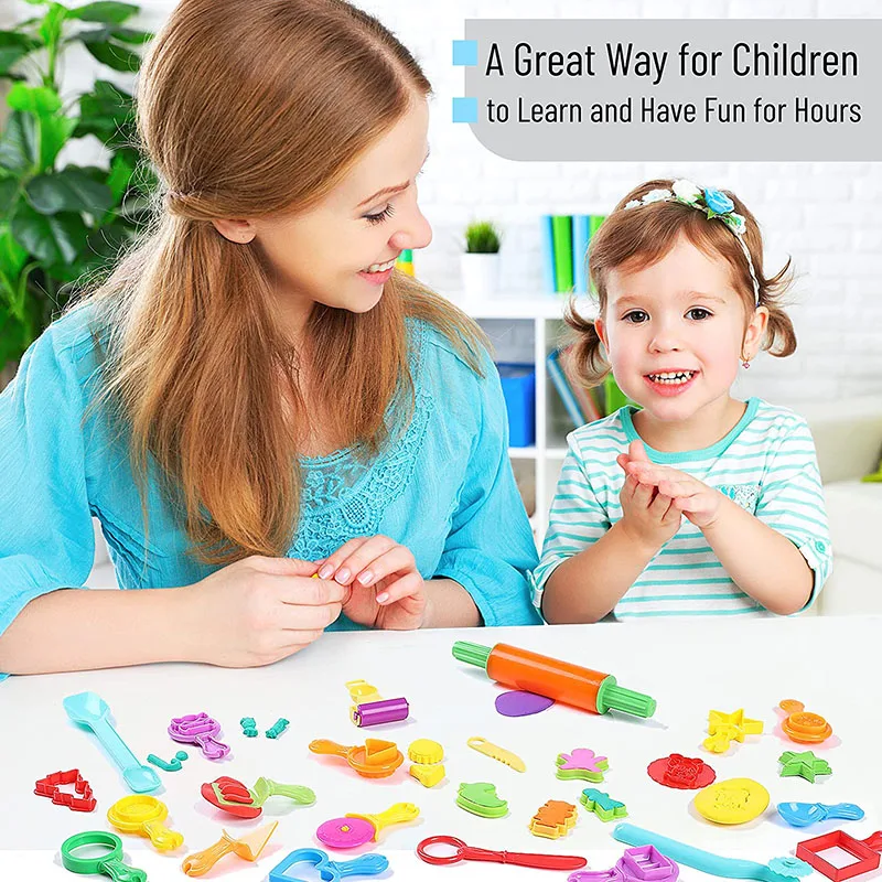 Dough Tools Set for Kids Various Plasticine Molds Cutter Rollers & Play Accessories for Air Dry Clay & Dough Boys Girls DIY Toys 6