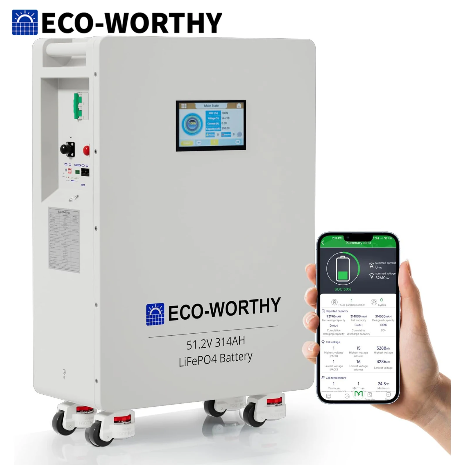 ECO-WORTHY 48V 314Ah Bateria LiFePO4 16,1 kWh z EU za $1820.36 / ~6955zł