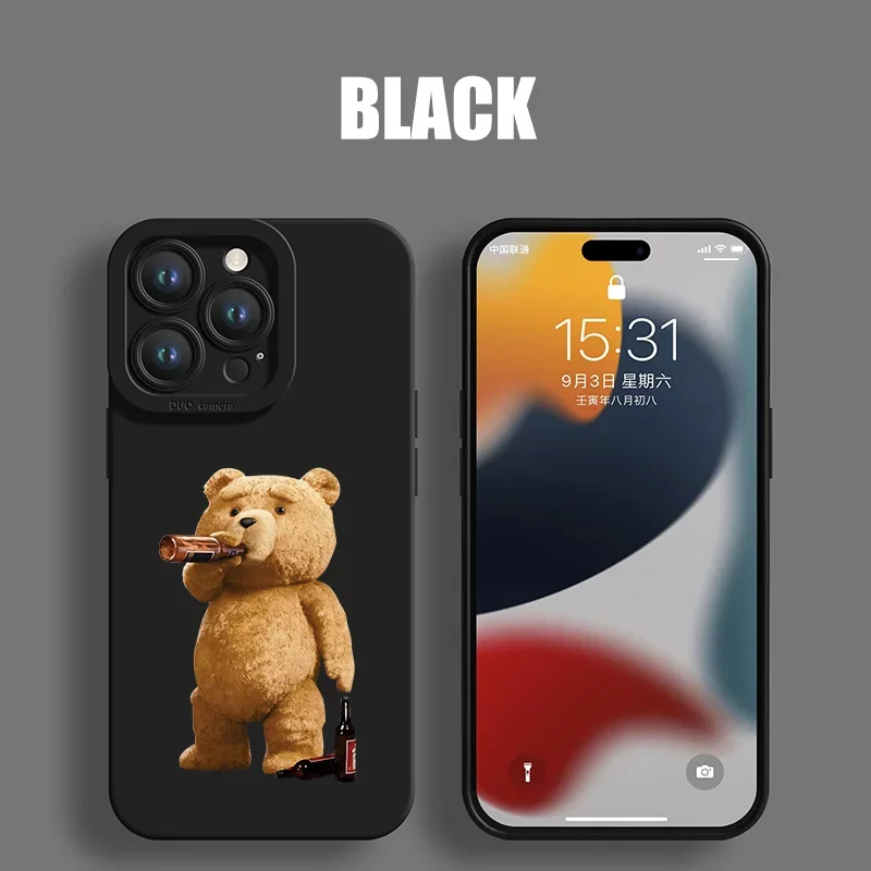 thumbnail image 1 of New Cartoon Teddy Bear Couple Phone Case For iPhone 15 Pro Max 11 12 Mini 13 14 Pro Max X XS XR 78 14 15Plus Soft Silicone Cover, 1 of 5