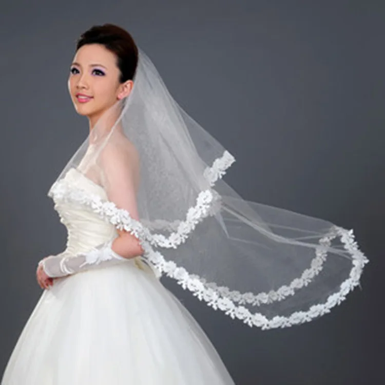 

Tulle White Ivory ONE Layer Bridal Appliques Bride Accessories Short Women Veils