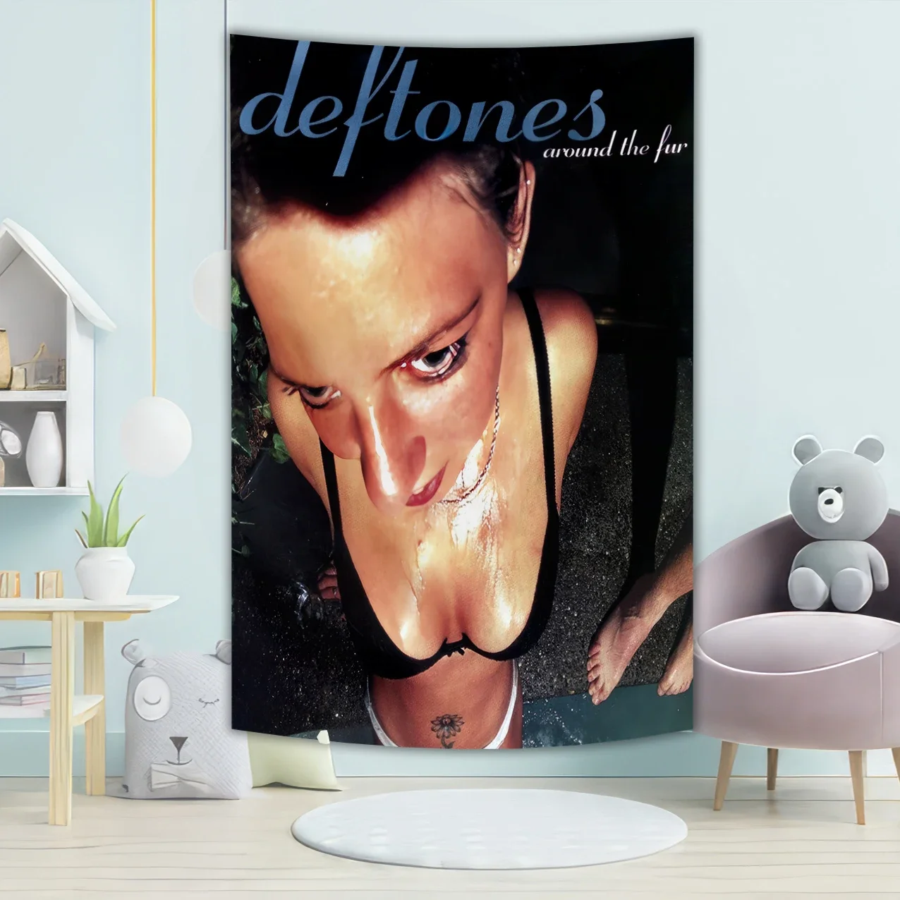 "Deftone Around The Fur" Music Album Canvas Art Poster Tapestry Wall Hanging for Kawaii Room Decor Aesthetic Bedroom kpop sakura