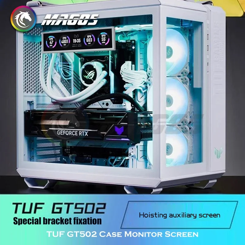 TUF GAMING GT502 Case Monitor Screen Size Customized Theme Customization AIDA64 Gamer Cabinet Secondary IPS Dsiplay