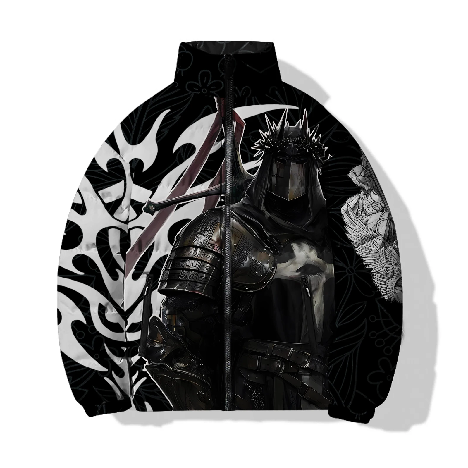 thumbnail image 4 of Ropa de algodón estampada de guerrero de moda Abrigos de invierno para hombre Deportes de ocio para hombre Cómodo y cálido Abrigo moderno y versátil, 4 of 5