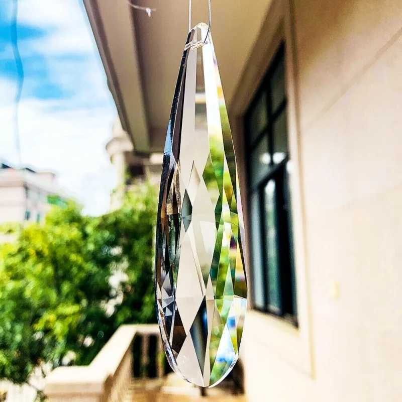 Clear Sparkling Faceted Prism Slender Long Strip Angel Tears Crystal Water Droplets Chandelier Pendant Sun Catcher Dangle Decor
