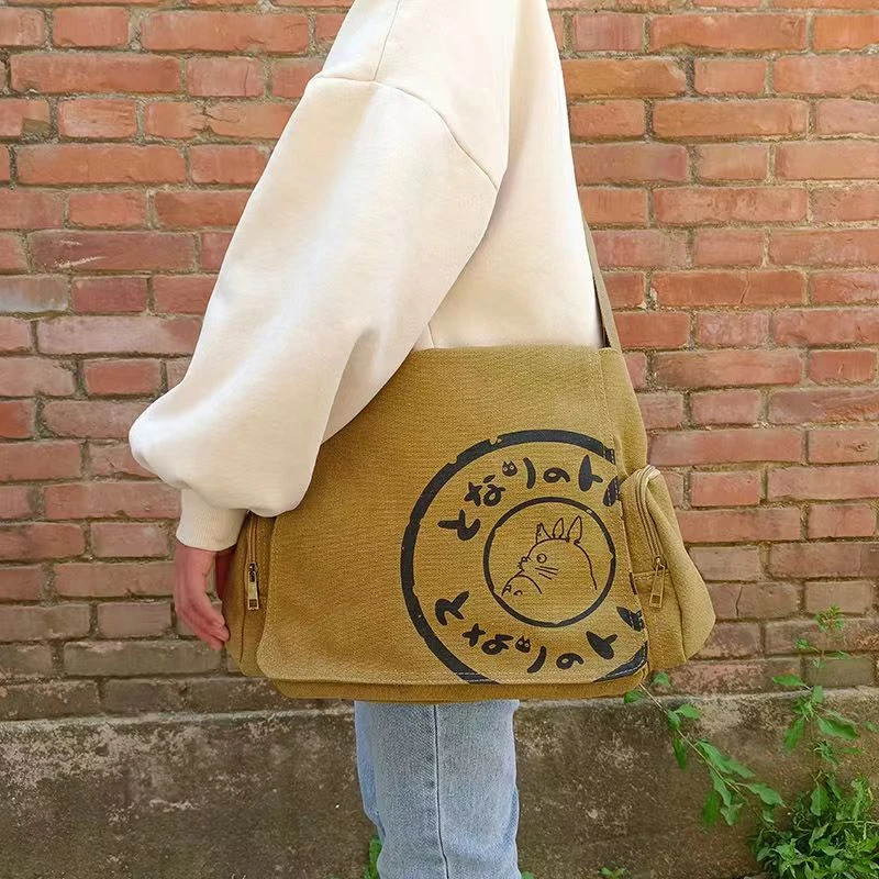 Totoro Bag    Unisex Anywear Mens Women’s MY NEIGHBOUR TOTORO Anime Messenger Bags Genderful Designer Handbags Female Shoulder Crossbody Canvas Women's Large Tote Bags Cartoon for Man Woman Neighbor Trendy GenFlex baggage in Auburn Brown