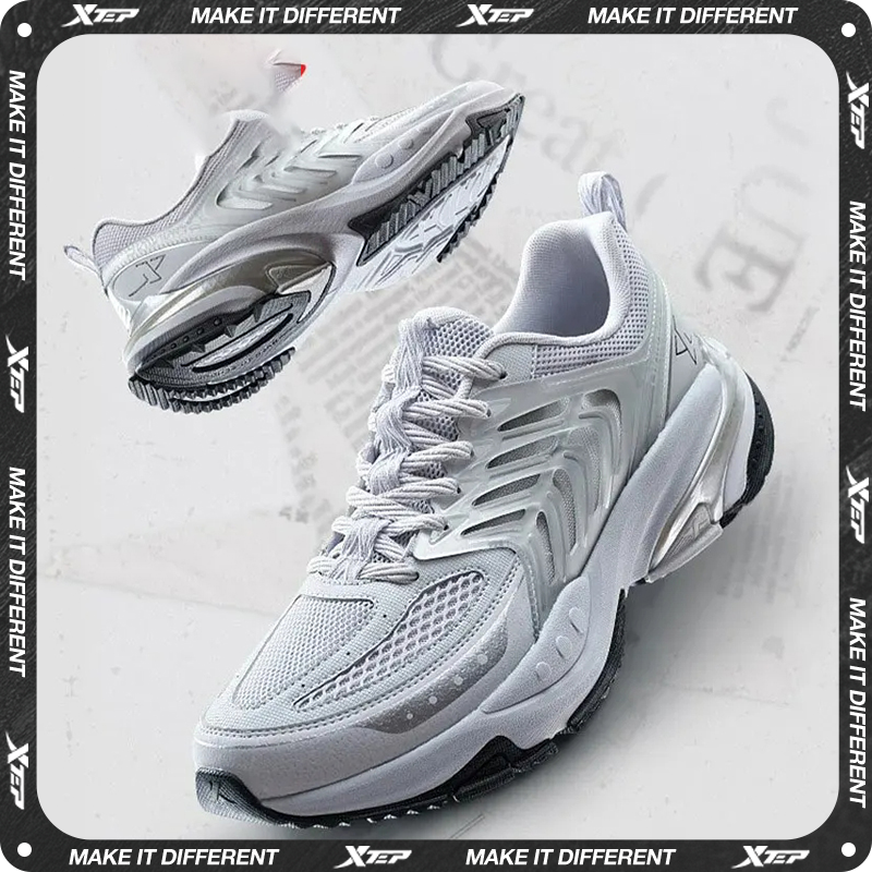 Xtep Juechen 4.0 Running Shoes Men Shock Absorption Versatile Men's Sports Shoes Wear-resistant Retro Male Sneakers 877219110006 - Running Shoes