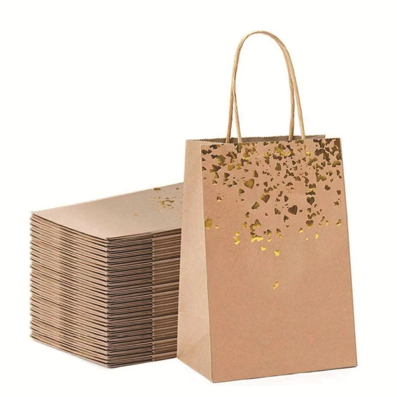 Gift Bags Kraft Paper Bags with Handles Party Decoration Sweets Candy Bag for Christmas Birthday Wedding Guest Favor Gifts