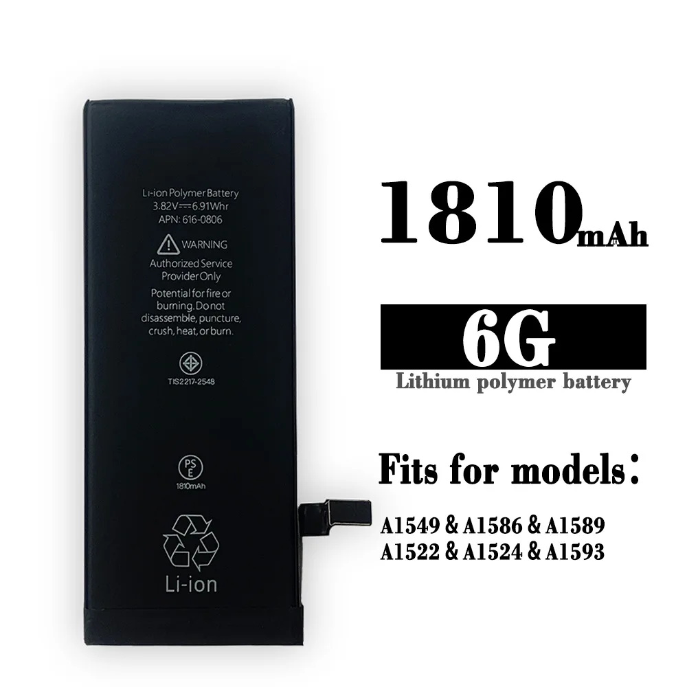 Nuova Batteria Di Ricambio Per Apple Iphone 6 I6 6G A1549 A1586 A1589 A1522 A1593 A1524 Cellulare 1810Mah Batterie Di Alta Qualità