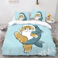 Mofusand Anime Shark Cat Bedding Sets Quilt Bed Cover Comforter Duvet Cover Pillow Case 2-3 Pieces Sets Room Decor Gifts 2