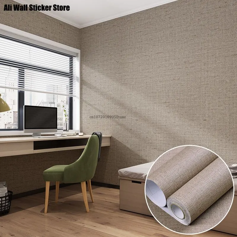 

Thickening Linen Lines Sticky Wallpaper From The Bedroom Sitting Room Background Wall Wall Waterproof Home Decoration