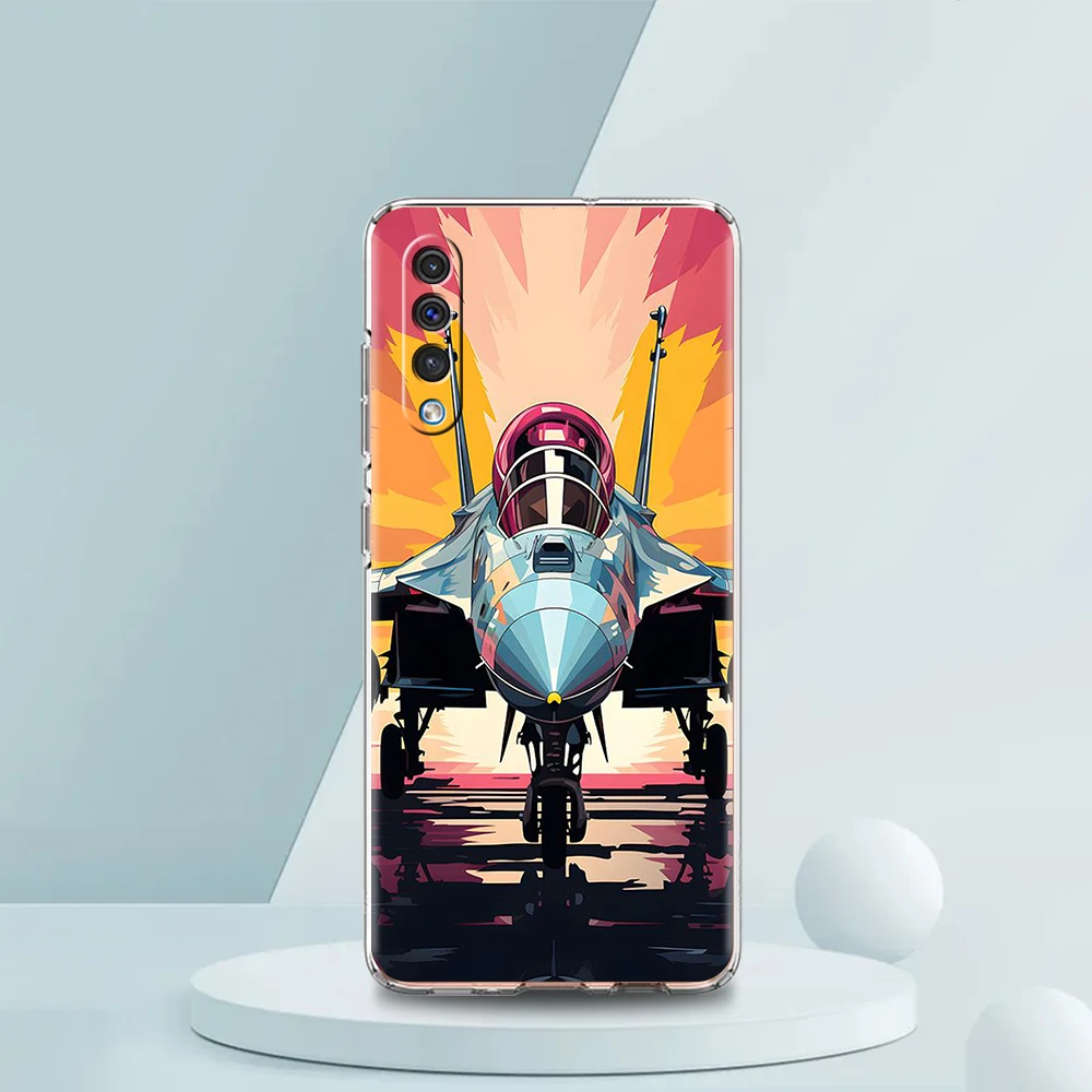 Sky Jet Fighter transparente Telefon hülle für Samsung Galaxy A12 A50 A52 A70 A40 A10 A20 A30 A02 A03S A04 Abdeckung Silikon hülle Taschen – Detail 1