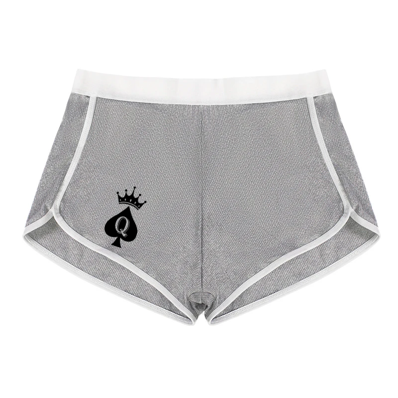 Queen of Spades Women\'s Sexy Boyshort Seamless Solid Color Mid-rise Women\'s Boxers Abdominal Lifting Hip Sports Youth Underwear