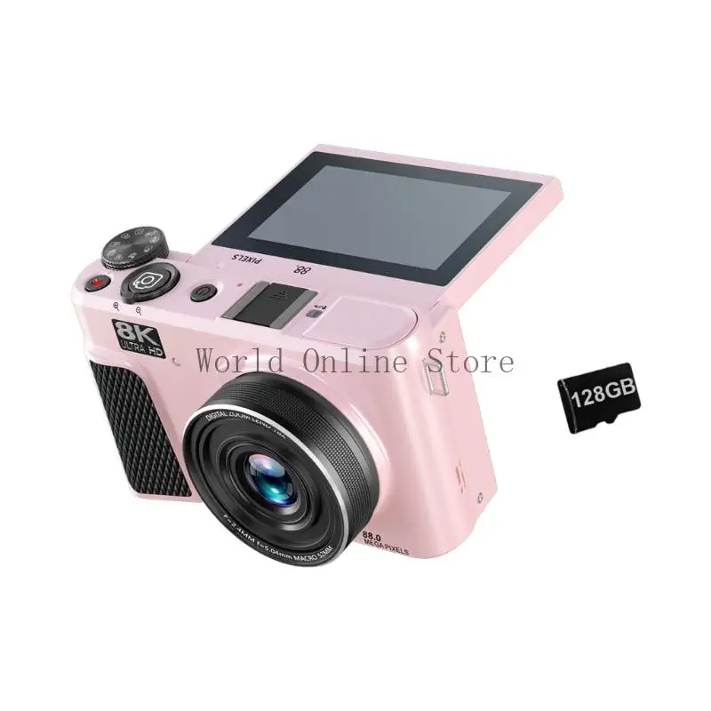 WiFi 카메라 180도 스크린 LED 필 라이트 88MP 여행용 카메라 광각 렌즈 87HC