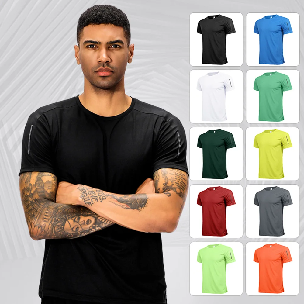 

New Solid Color Sports T-shirt Men's Top Short Sleeve Running Sports T-shirt Quick Dry Clothes